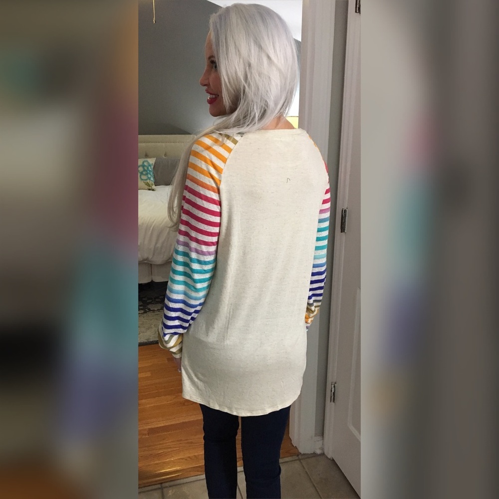 1 Small LEFT! 💕 Striped Rainbow Tunic! So Cute! - Picture 3 of 6